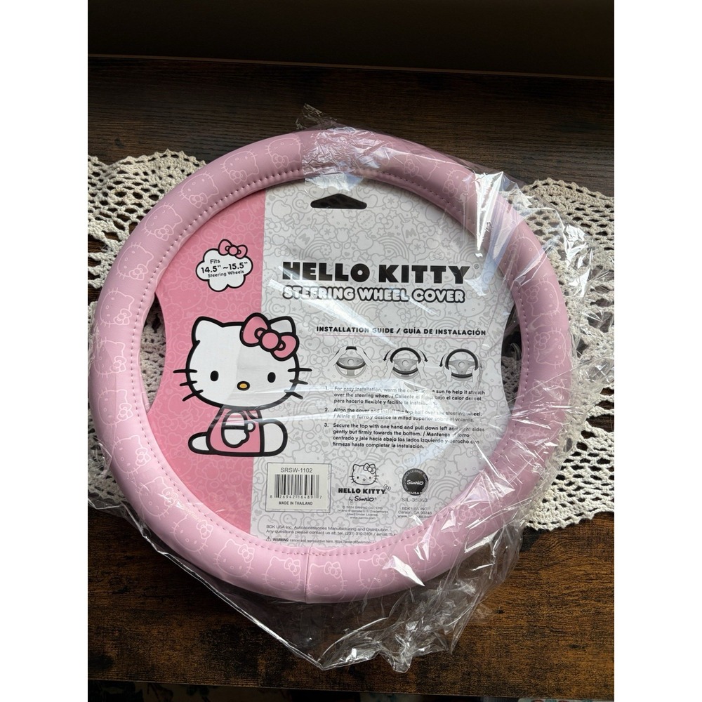 Hello Kitty Sanrio Pink Steering Wheel Cover 14.5-15.5" BDK SRSW-1102 New